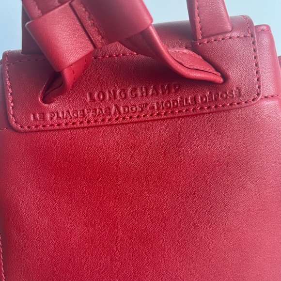 Longchamp Le Pliage Cuir Mini XS Leather Casual Logo Red Backpack - Picture 2 of 12